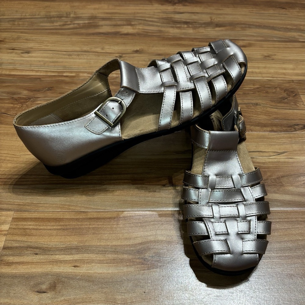 Women's Array Aruba Pewter Woven Fisherman Shoe US‎ 9.5M Buckle Leather Sandal